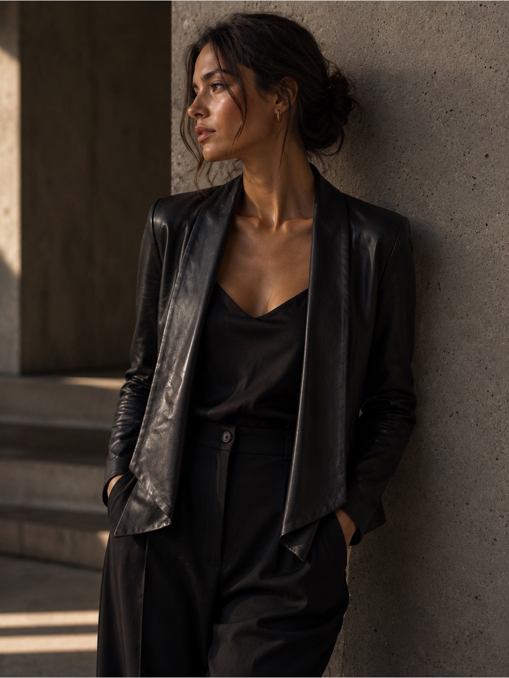 Rebecca Minkoff Lambskin Leather Waterfall Jacket | Size Large